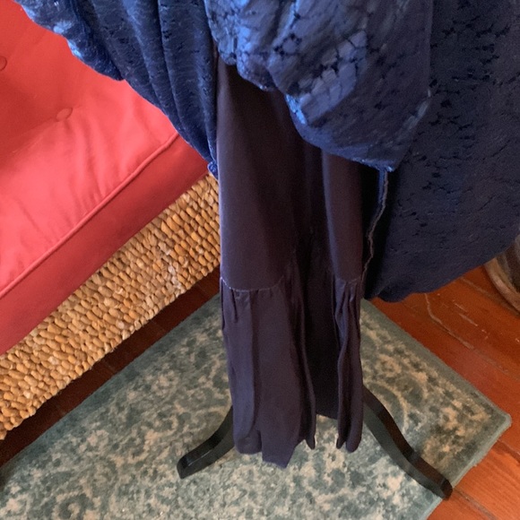 Vintage Blue Lace Boho Whimsigoth Maxi Skirt M - Picture 6 of 12